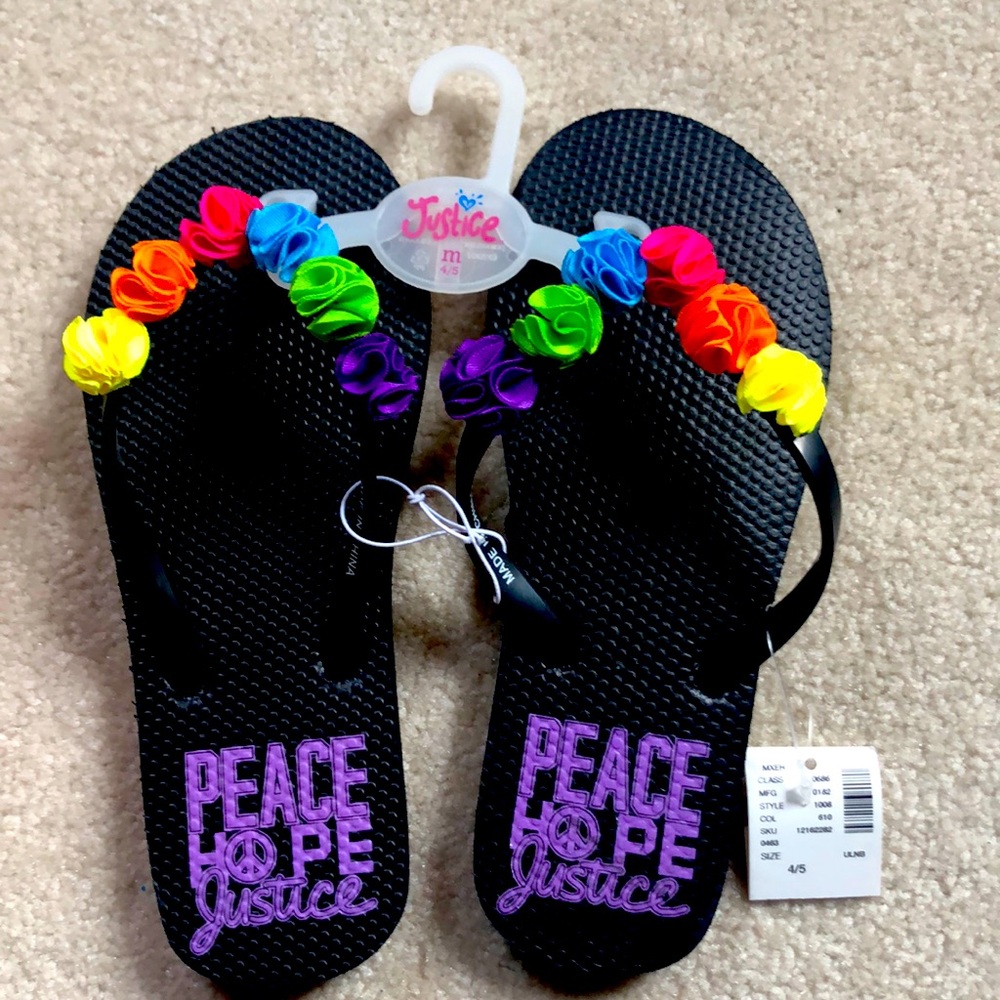 NWT justice girls flip flops